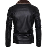 Veste en cuir de vachette noir pour homme, coupe slim, style moto, style aviateur